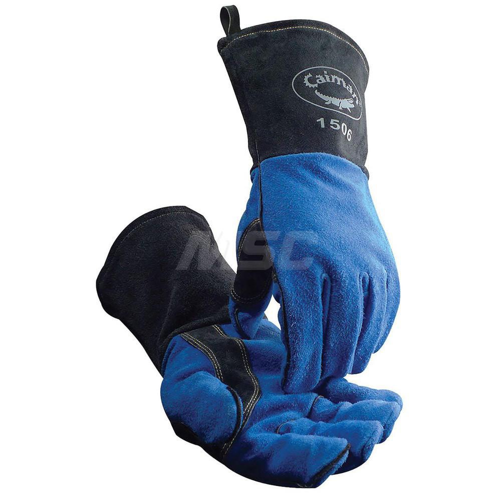 Welding Gloves: Size Large, Uncoated, Split Cowhide Leather, MIG Welding & Stick Welding Application