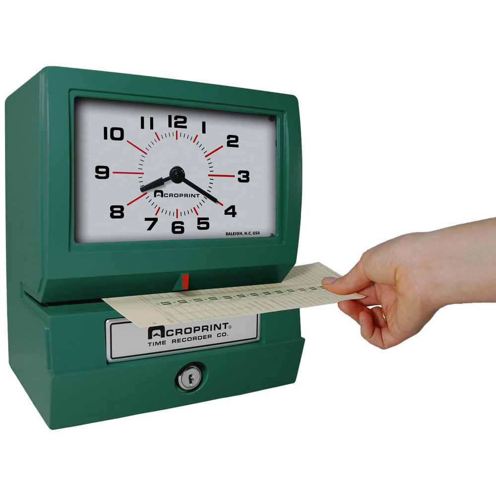 Time Clocks & Time Recorders; Punch Type: Electronic ; Power Source: Electric ; Display Type: Analog ; Registration Output: Month; Date; Hour ; Material: Plastic ; Records: Attendance