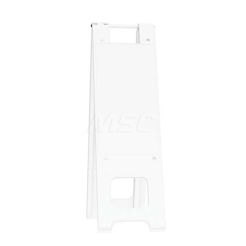Pedestrian Barrier Sign Stand: Plastic, White, Use with Indoor & Outdoor