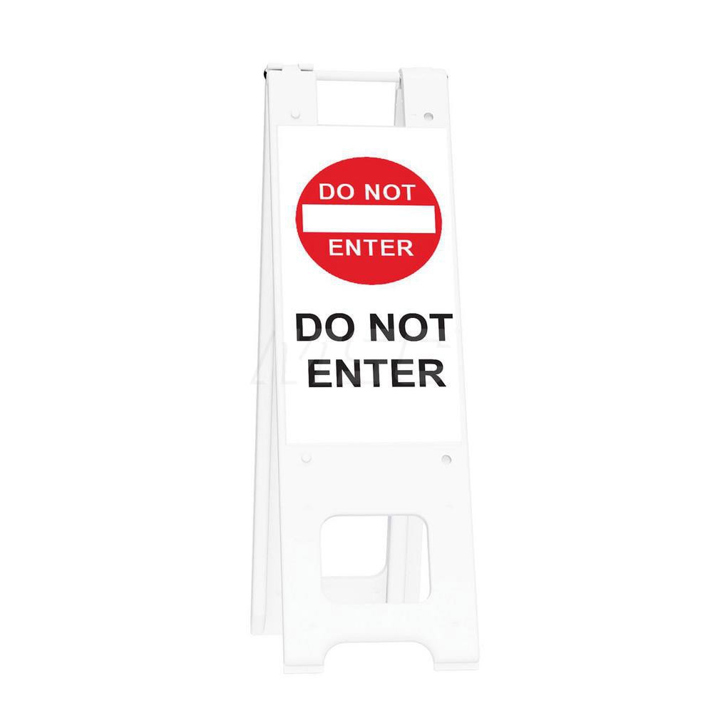Pedestrian Barrier Sign Stand: Plastic, Orange, Use with Indoor & Outdoor