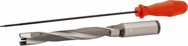 Replaceable-Tip Drill: 15.88 to 16.38 mm Dia, 112 mm Max Depth, 19.05 mm Straight-Cylindrical Shank