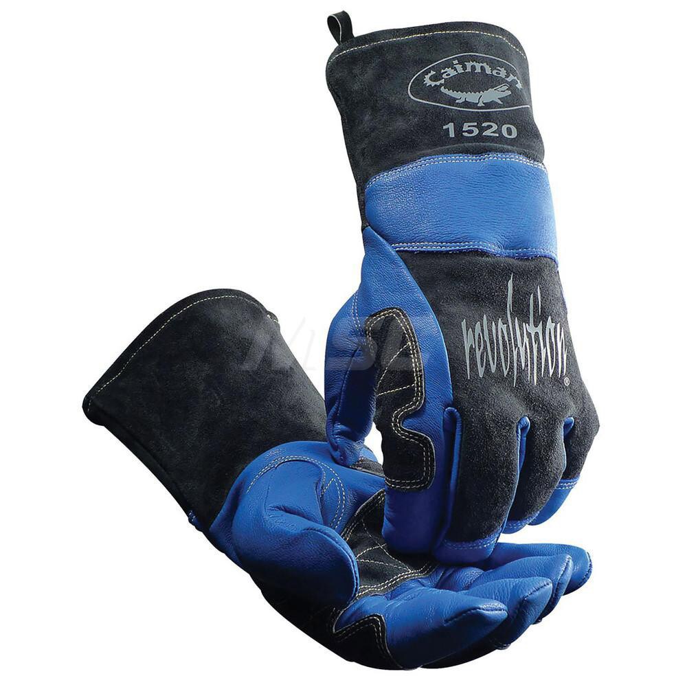 Welding Gloves: Size Large, Uncoated, Grain Goatskin Leather & Split Cowhide Leather, MIG Welding Application