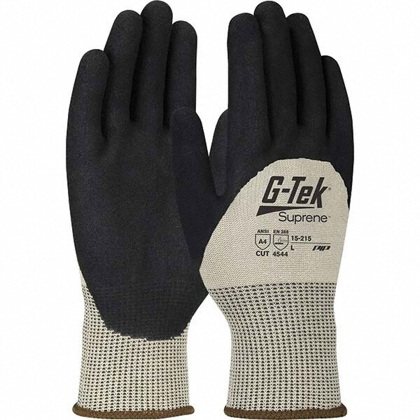 Cut, Puncture & Abrasion-Resistant Gloves: G-Tek 15-215, Size Large, ANSI Cut A4, ANSI Puncture 4, Nitrile, Suprene