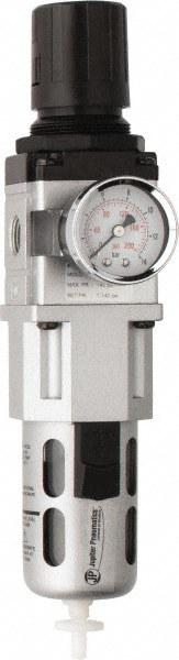 FRL Combination Unit: 3/8 NPT, Intermediate, 1 Pc Filter/Regulator with Pressure Gauge