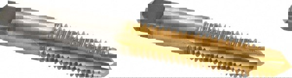 Spiral Point Tap: 3/8-16, UNC, 3 Flutes, Plug, 3B, High Speed Steel, TiN Finish