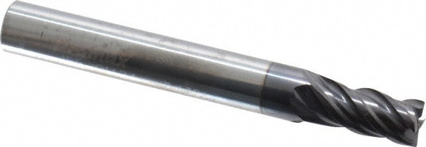 Square End Mill: 7/32'' Dia, 3/8'' LOC, 1/4'' Shank Dia, 2'' OAL, 4 Flutes, Solid Carbide