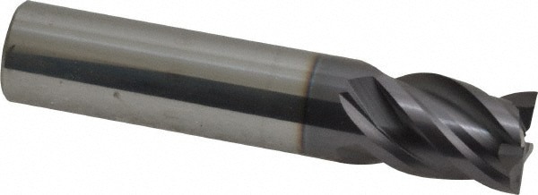Square End Mill: 1/2'' Dia, 5/8'' LOC, 1/2'' Shank Dia, 2-1/2'' OAL, 4 Flutes, Solid Carbide