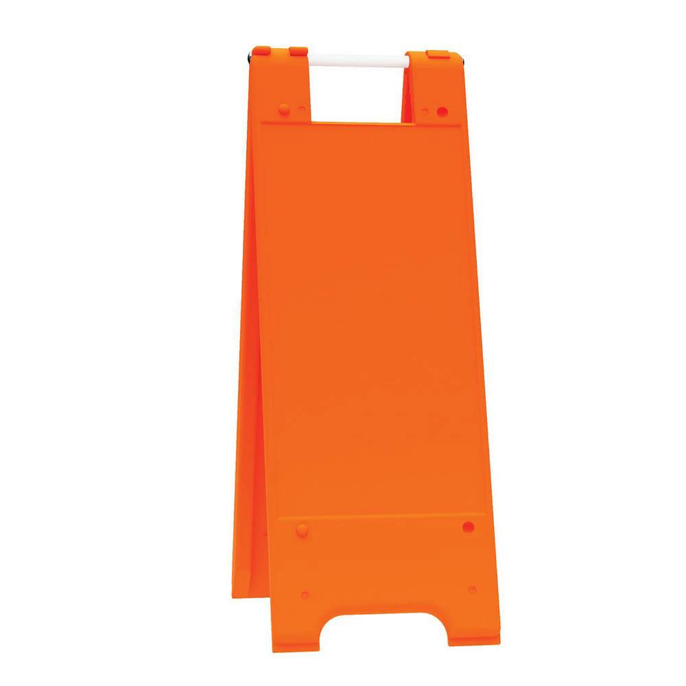 Pedestrian Barrier Sign Stand: Plastic, Orange, Use with Indoor & Outdoor