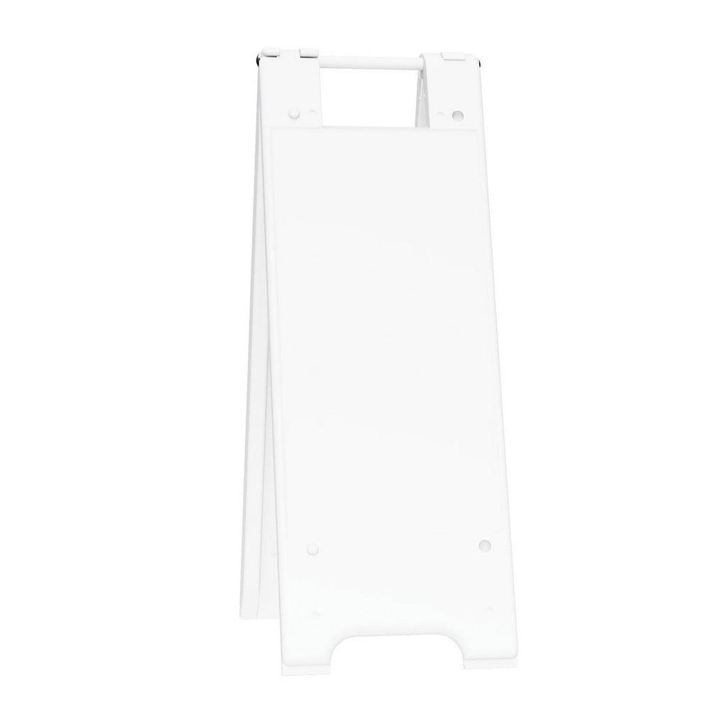 Pedestrian Barrier Sign Stand: Plastic, White, Use with Indoor & Outdoor
