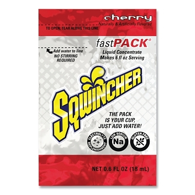 Activity & Sport Drinks; Drink Type: Sports Drink ; Form: Liquid Concentrate ; Container Yields (oz.): 6.00 ; Flavor: Cherry ; Drink Content Features: Electrolyte replenishment, Low sodium, Potassium, Pack is your Cup ; Container Type: Pack