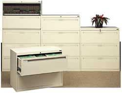 Horizontal File Cabinet: Steel, Black