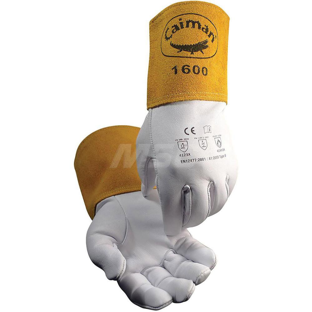 Welding Gloves: Size Small, Uncoated, Grain Goatskin Leather & Split Cowhide Leather, Multi-Task Welding Application