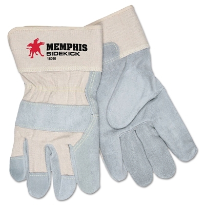 Work Gloves: Sidekick 16010, Size Medium, Fleece Lined, Cowhide Leather, General Purpose