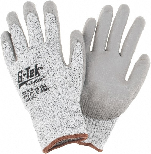Cut, Puncture & Abrasion-Resistant Gloves: G-Tek 16-150, Size X-Large, ANSI Cut A2, ANSI Puncture 4, Polyurethane, PolyKor