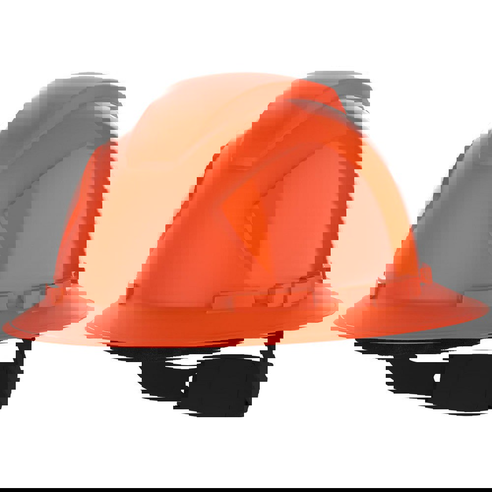 Hard Hats; Hard Hat Style: Full Brim ; Color: High-Visibility Orange ; Adjustment Type: Ratchet; Adjustable ; Application: Construction; Electrical Protection; Energy Company; Impact-Resistant; Water-Resistant; High-Visibility ; Material: ABS