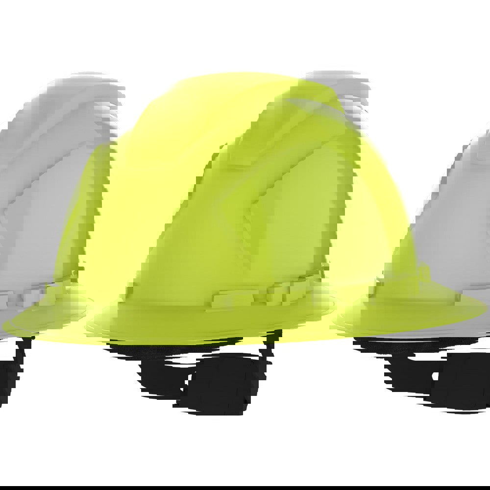 Hard Hats; Hard Hat Style: Full Brim ; Color: High-Visibility Yellow ; Adjustment Type: Ratchet; Adjustable ; Application: Construction; Electrical Protection; Energy Company; Impact-Resistant; Water-Resistant; High-Visibility ; Material: ABS