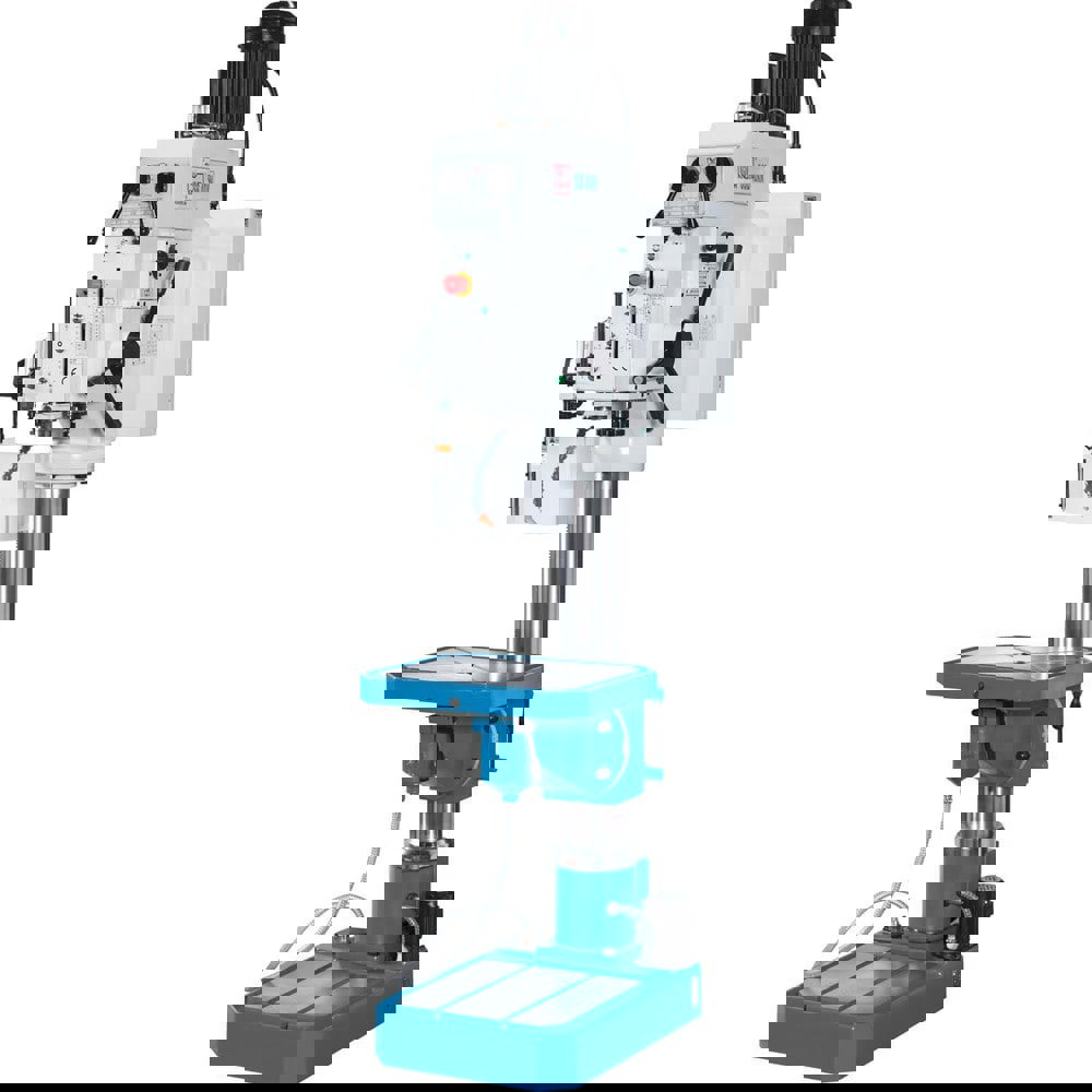 Floor Drill Press: 2 hp, Geared Head Drive, 230 V, 3 Phase