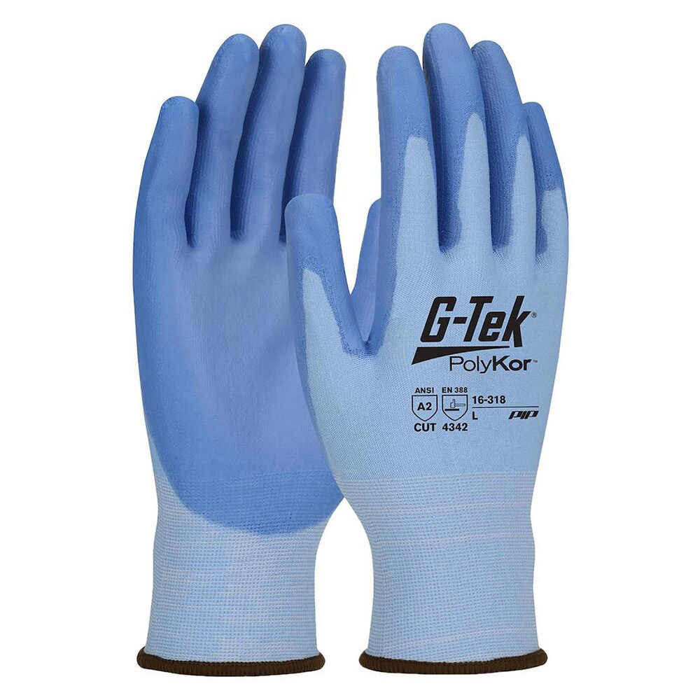 Cut, Puncture & Abrasive-Resistant Gloves: Size 2XS, ANSI Cut A2, ANSI Puncture 2, Polyurethane, Polyester