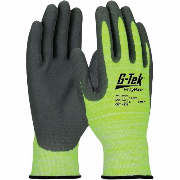 Cut, Puncture & Abrasion-Resistant Gloves: G-Tek 16-323, Size Small, ANSI Cut A2, ANSI Puncture 1, Nitrile, PolyKor