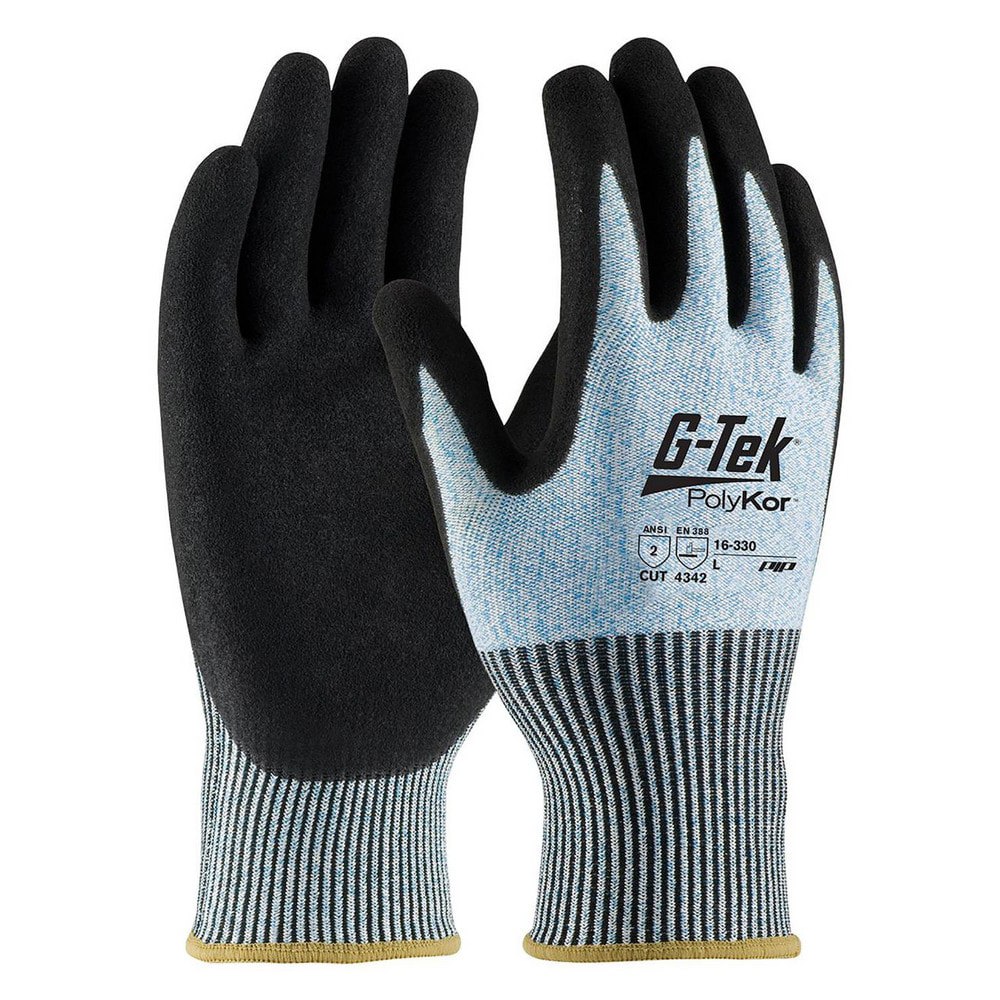 Cut, Puncture & Abrasion-Resistant Gloves: G-Tek 16-330, Size Medium, ANSI Cut A2, ANSI Puncture 2, Nitrile, PolyKor