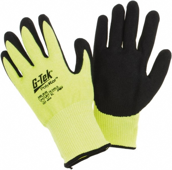 Cut, Puncture & Abrasion-Resistant Gloves: G-Tek 16-340LG, Size X-Large, ANSI Cut A3, ANSI Puncture 4, Nitrile, PolyKor
