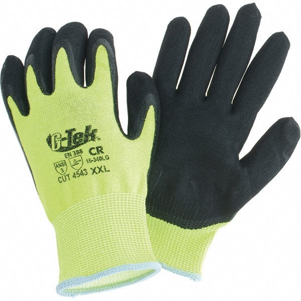 Cut, Puncture & Abrasion-Resistant Gloves: G-Tek 16-340LG, ANSI Cut A3, ANSI Puncture 4, Nitrile, PolyKor