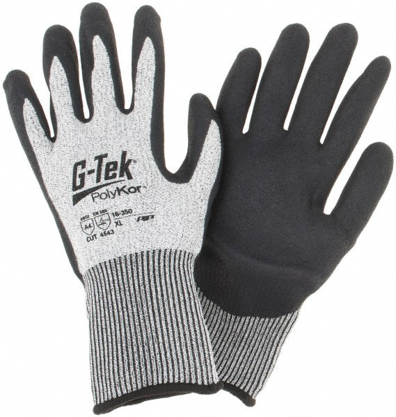 Cut, Puncture & Abrasion-Resistant Gloves: G-Tek 16-350, Size X-Large, ANSI Cut A4, ANSI Puncture 3, Nitrile, PolyKor
