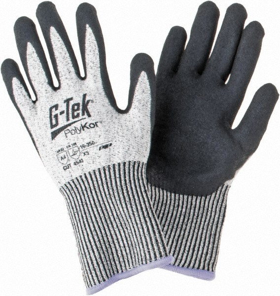 Cut, Puncture & Abrasion-Resistant Glove: G-Tek 16-350, Size X-Small, ANSI Cut A4, ANSI Puncture 3, Nitrile, PolyKor