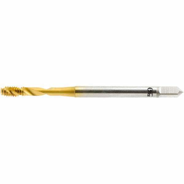 Spiral Flute Tap: 9/16-12 UNC, 3 Flutes, Modified Bottoming, 3B Class of Fit, Vanadium High Speed Steel, TIN Coated