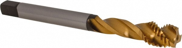 Spiral Flute Tap: M12x1.75, 3 Flutes, Modified Bottoming, 6H Class of Fit, Vanadium High Speed Steel, TIN Coated