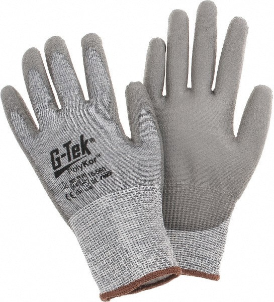 Cut, Puncture & Abrasion-Resistant Gloves: G-Tek 16-560, Size Large, ANSI Cut A4, ANSI Puncture 4, Polyurethane, PolyKor