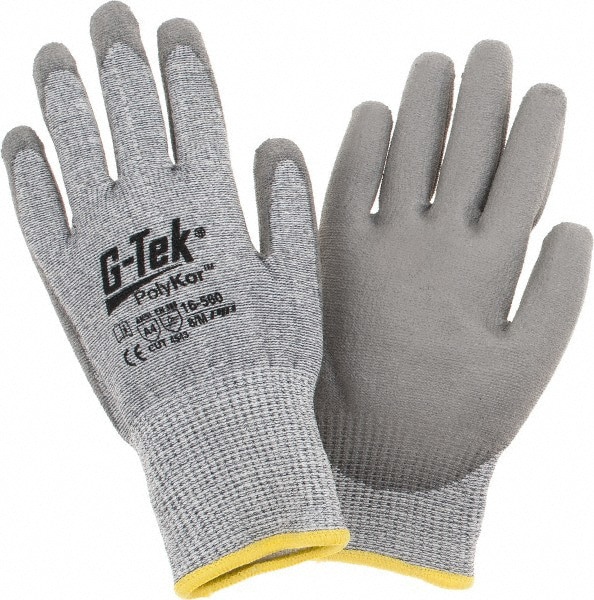 Cut, Puncture & Abrasion-Resistant Gloves: G-Tek 16-560, Size Medium, ANSI Cut A4, ANSI Puncture 4, Polyurethane, PolyKor