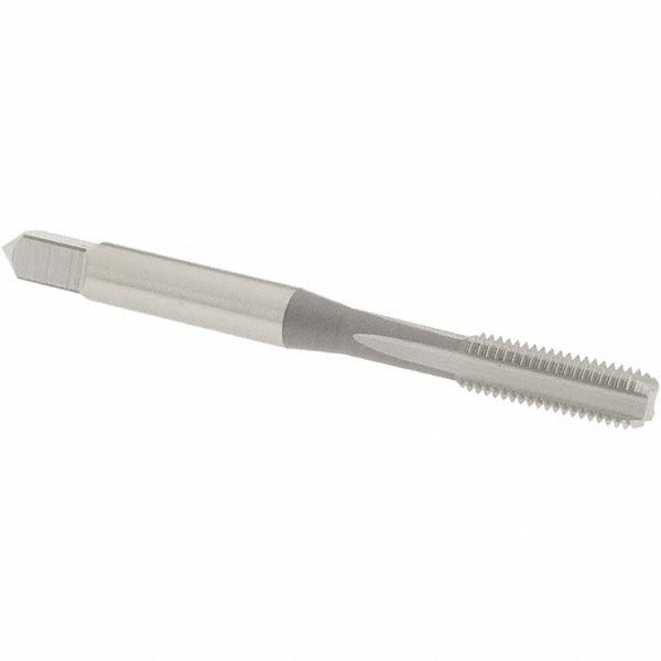 Straight Flute Tap: #12-32 UNEF, 4 Flute, Bottoming Chamfer, High-Speed Steel, Bright/Uncoated Finish