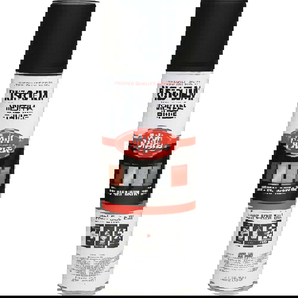 Enamel Spray Paint: Black, Ultra-Flat, 12 oz