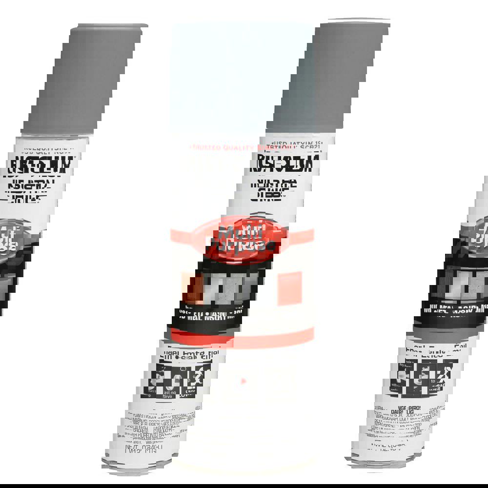 Enamel Spray Paint: Gray, Flat, 12 oz