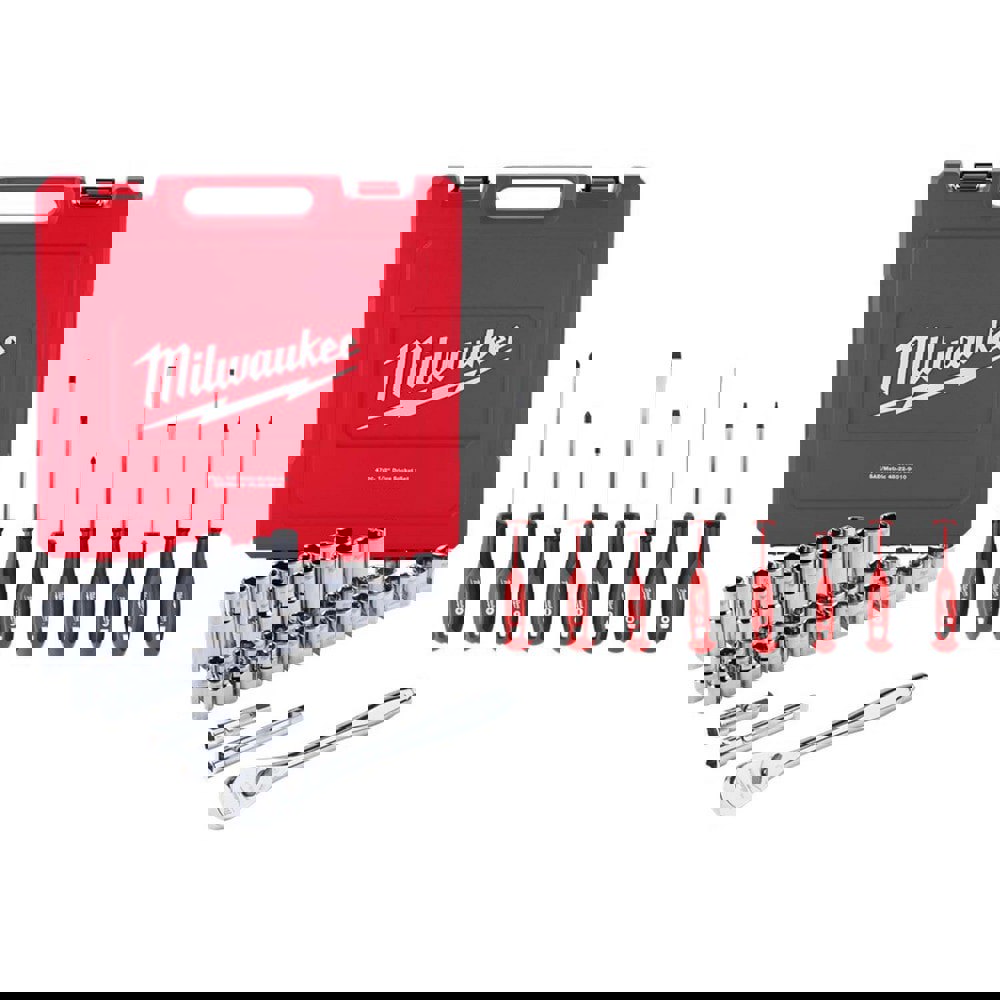 Socket Sets; Set Type: Ratchet & Socket Set ; Drive Size: 1/2 ; Minimum Size (Inch): 1/2 ; Minimum Size (mm): 10.00 ; Maximum Size (Inch): 1-1/8 ; Maximum Size (mm): 19.00