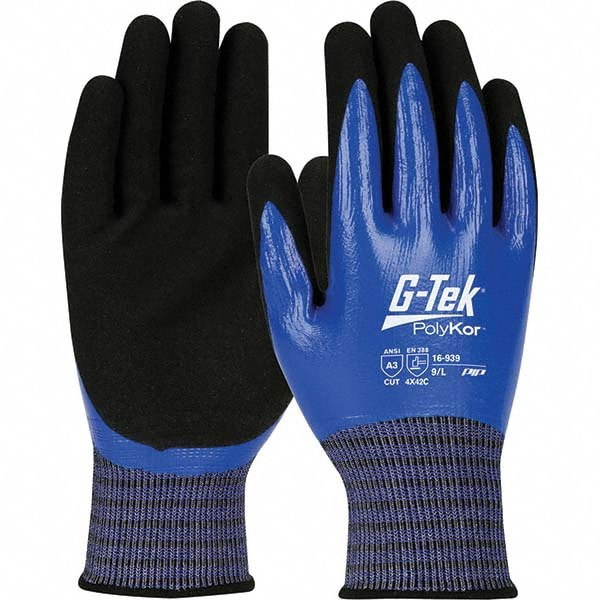 Cut, Puncture & Abrasion-Resistant Gloves: G-Tek 16-939, Size Small, ANSI Cut A4, ANSI Puncture 3, Nitrile, PolyKor
