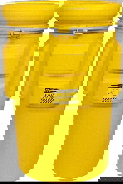 95 Gallon Capacity, Metal Band with Bolt Closure, Yellow Salvage Drum