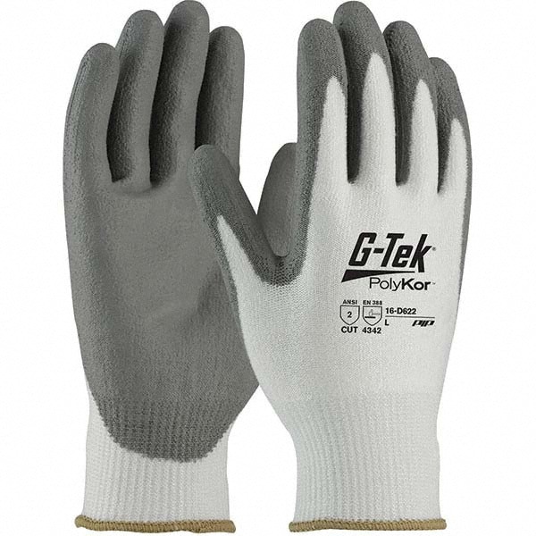 Cut, Puncture & Abrasion-Resistant Gloves: G-Tek 16-D622, Size 2X-Large, ANSI Cut A2, ANSI Puncture 3, Polyurethane, PolyKor