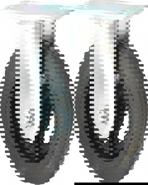 Rigid Top Plate Caster: Rubber, 6