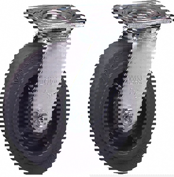 Rigid Top Plate Caster: Soft Rubber, 8