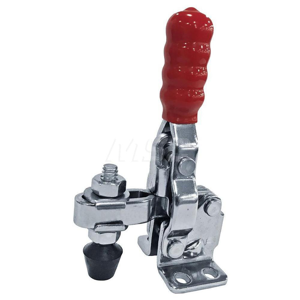 Manual Hold-Down Toggle Clamp: Vertical, 200 lb Capacity, U-Bar, Flanged Base