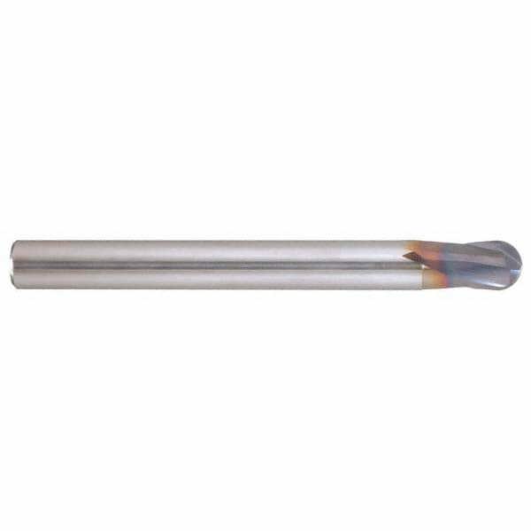 Ball End Mill: 8.00 mm Dia, 8.00 mm LOC, 2 Flute, Solid Carbide