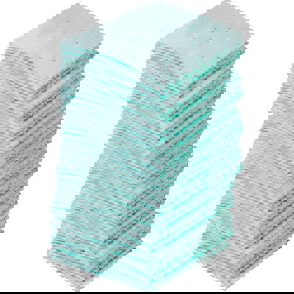 Sorbent Pad: Chemical Use, 4' Wide, 4' Long, 8.5 gal, Green
