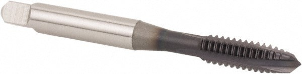 Spiral Point Tap: M10x1.25 Metric Fine, 3 Flutes, Plug, Powdered Metal, TiCN Coated