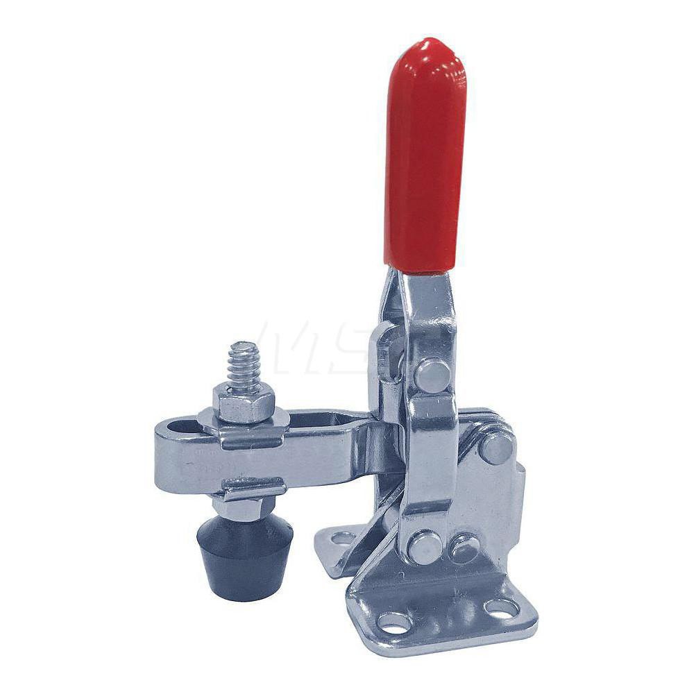 Manual Hold-Down Toggle Clamp: Vertical, 100 lb Capacity, U-Bar, Flanged Base