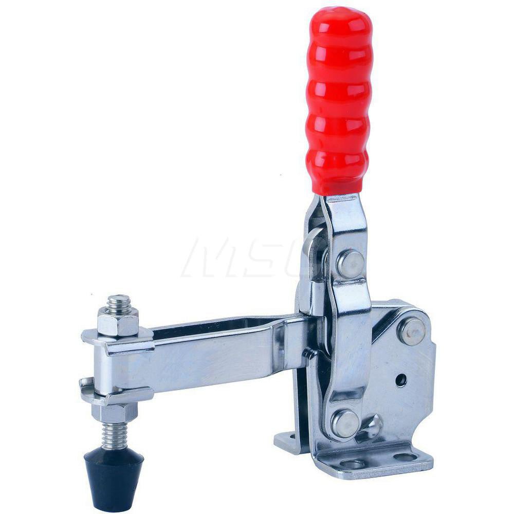 Manual Hold-Down Toggle Clamp: Vertical, 500 lb Capacity, U-Bar, Flanged Base