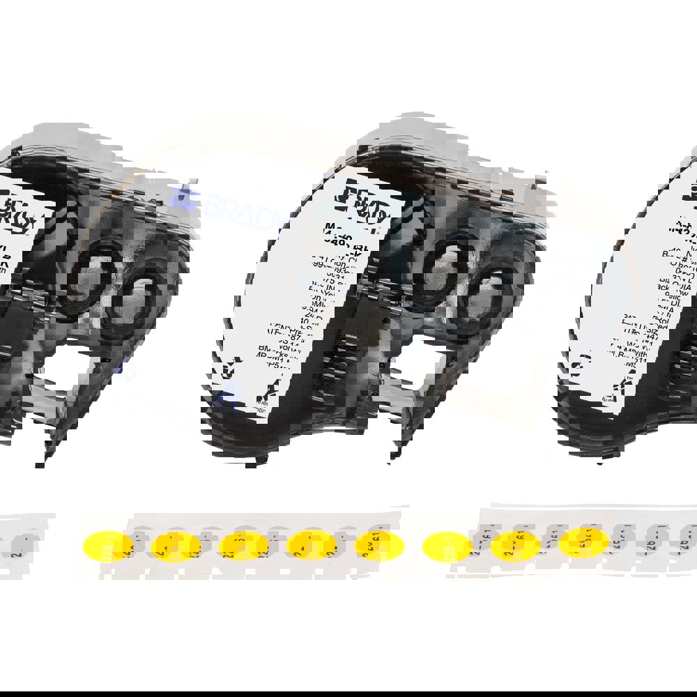 Labels, Ribbons & Tapes; Application: Label Printer Cartridge ; Type: Label Printer Cartridge ; Color Family: Yellow ; Color: Black on Yellow ; Number Of Labels Per Roll: 240 ; Label Diameter (Inch): 3/8