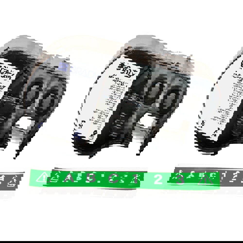 Labels, Ribbons & Tapes; Application: Label Printer Cartridge ; Type: Label Printer Cartridge ; Color Family: Green ; Color: White on Green ; For Use With: BMP41; BMP51; BMP53; M511 ; Material: Vinyl