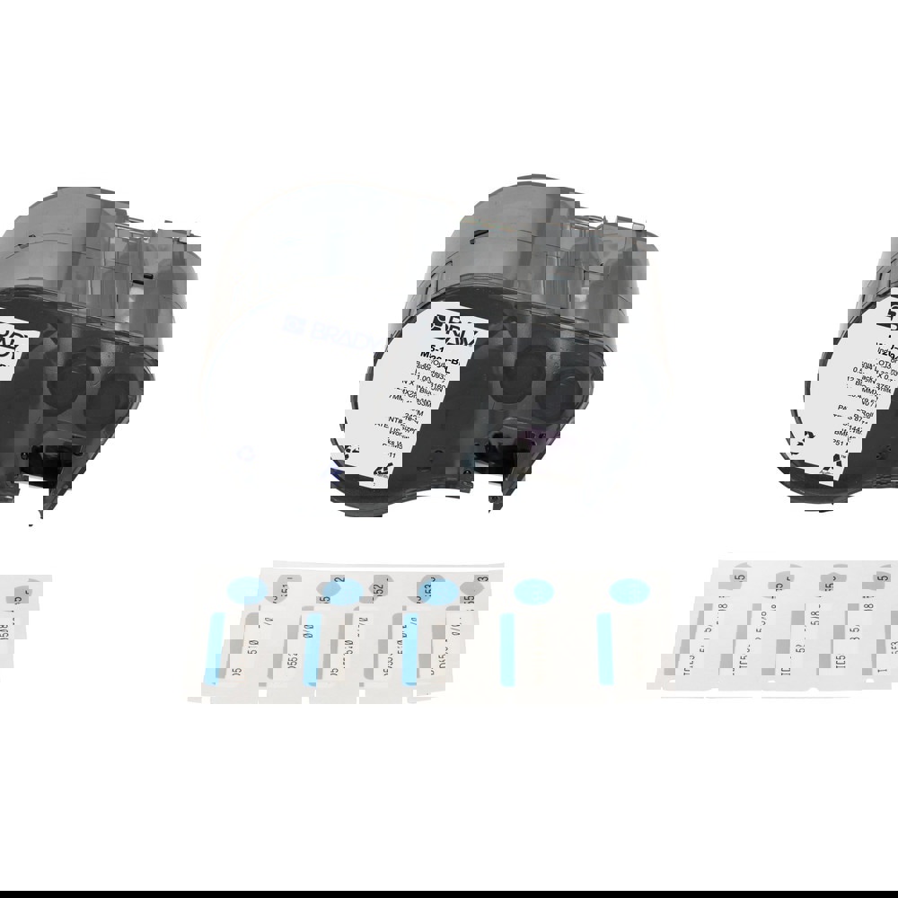 Labels, Ribbons & Tapes; Application: Label Printer Cartridge ; Type: Label Printer Cartridge ; Color Family: Blue ; Color: Black on Blue, White ; Number Of Labels Per Roll: 240 ; Label Diameter (Inch): 3/8